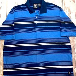 Polo Shirt Gear Seven Short Sleeve Blue Striped Sz XL